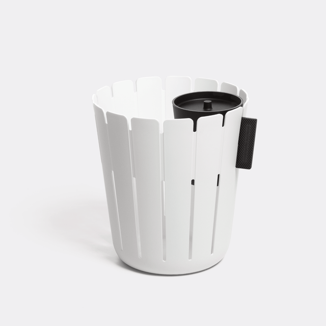 BASKETBIN Papierkorb - Mülltrennung direkt am Schreibtisch - Weiß / Grau