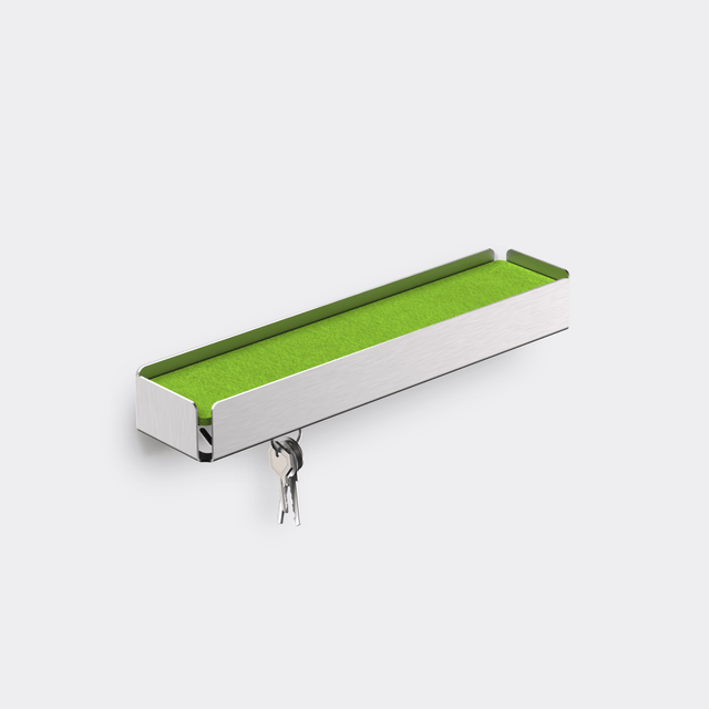 Sonderedition: KEY-BOX Edelstahl geschliffen - Schlüsselbrett mit Ablage für den Flur, Schmuckorganizer für dein Bad oder Schlafzimmer, Hakenleiste für die Küche oder Balkon