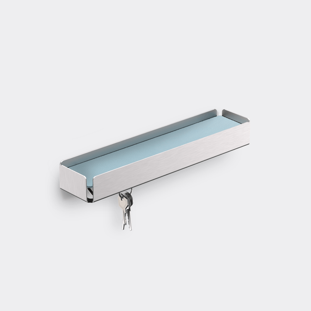 Sonderedition: KEY-BOX Edelstahl geschliffen - Schlüsselbrett mit Ablage für den Flur, Schmuckorganizer für dein Bad oder Schlafzimmer, Hakenleiste für die Küche oder Balkon