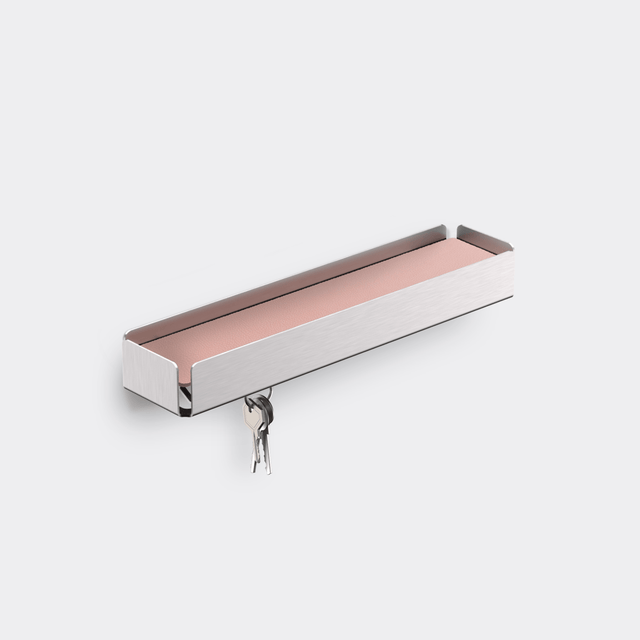 Sonderedition: KEY-BOX Edelstahl geschliffen - Schlüsselbrett mit Ablage für den Flur, Schmuckorganizer für dein Bad oder Schlafzimmer, Hakenleiste für die Küche oder Balkon