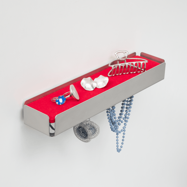 Sonderedition: KEY-BOX Edelstahl geschliffen - Schlüsselbrett mit Ablage für den Flur, Schmuckorganizer für dein Bad oder Schlafzimmer, Hakenleiste für die Küche oder Balkon