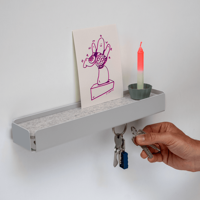 KEY-BOX - Schlüsselbrett mit Ablage für den Flur, Schmuckorganizer für dein Bad oder Schlafzimmer, Hakenleiste für die Küche oder Balkon