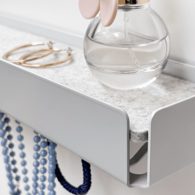 KEY-BOX - Schlüsselbrett mit Ablage für den Flur, Schmuckorganizer für dein Bad oder Schlafzimmer, Hakenleiste für die Küche oder Balkon