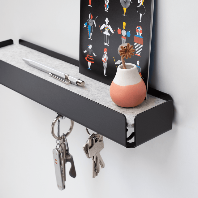KEY-BOX - Schlüsselbrett mit Ablage für den Flur, Schmuckorganizer für dein Bad oder Schlafzimmer, Hakenleiste für die Küche oder Balkon