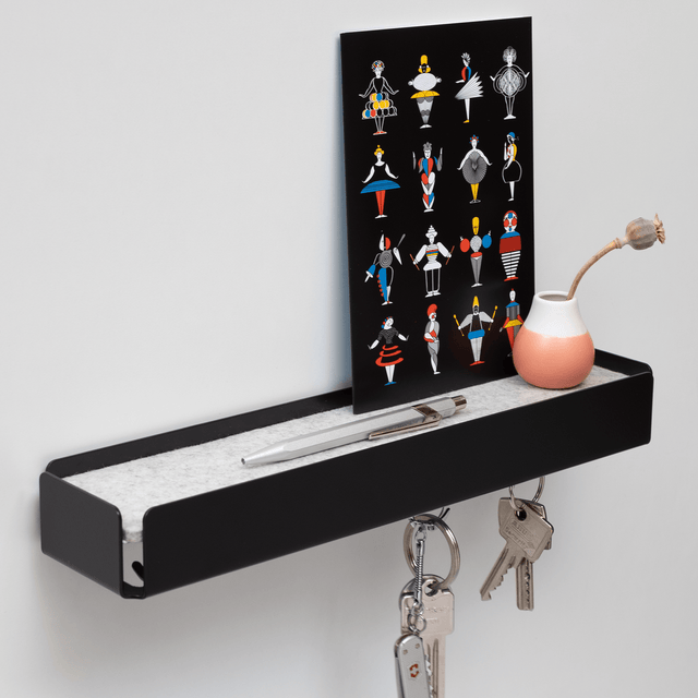 KEY-BOX - Schlüsselbrett mit Ablage für den Flur, Schmuckorganizer für dein Bad oder Schlafzimmer, Hakenleiste für die Küche oder Balkon