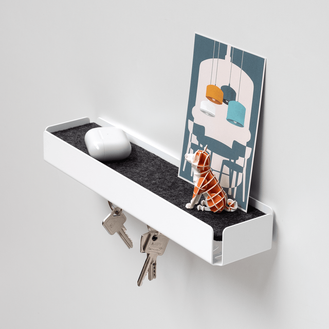 KEY-BOX - Schlüsselbrett mit Ablage für den Flur, Schmuckorganizer für dein Bad oder Schlafzimmer, Hakenleiste für die Küche oder Balkon