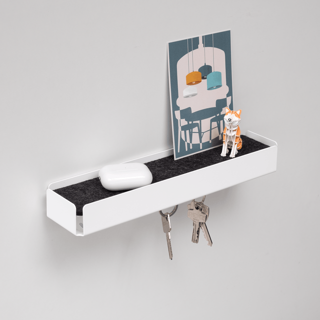 KEY-BOX - Schlüsselbrett mit Ablage für den Flur, Schmuckorganizer für dein Bad oder Schlafzimmer, Hakenleiste für die Küche oder Balkon