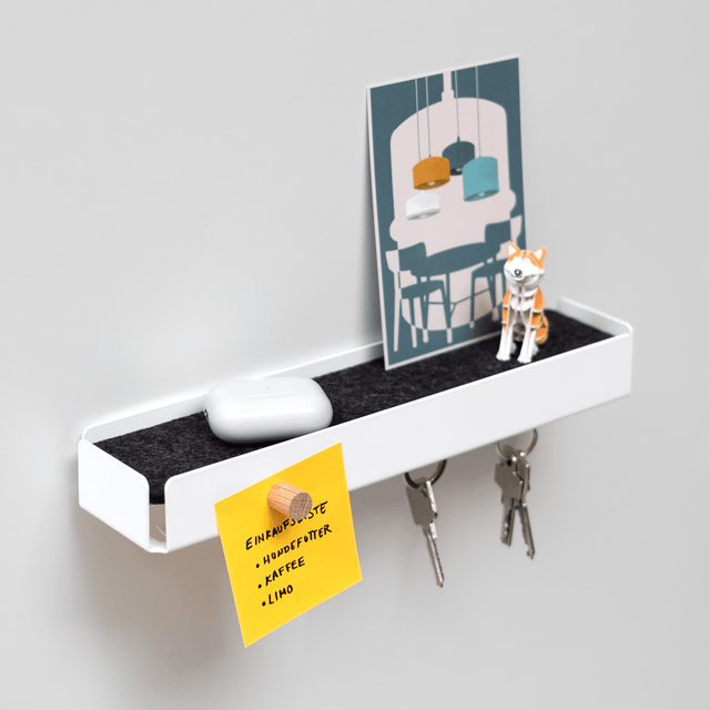KEY-BOX - Schlüsselbrett mit Ablage für den Flur, Schmuckorganizer für dein Bad oder Schlafzimmer, Hakenleiste für die Küche oder Balkon