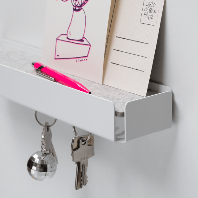 KEY-BOX - Schlüsselbrett mit Ablage für den Flur, Schmuckorganizer für dein Bad oder Schlafzimmer, Hakenleiste für die Küche oder Balkon